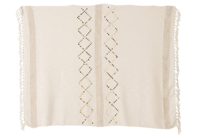 J-Line Plaid Diamanten+Franjes Katoen/Pailletten Wit/Goud