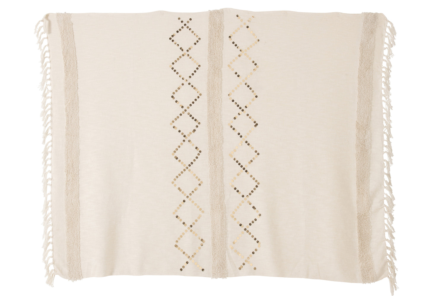 J-Line Plaid Diamanten+Franjes Katoen/Pailletten Wit/Goud