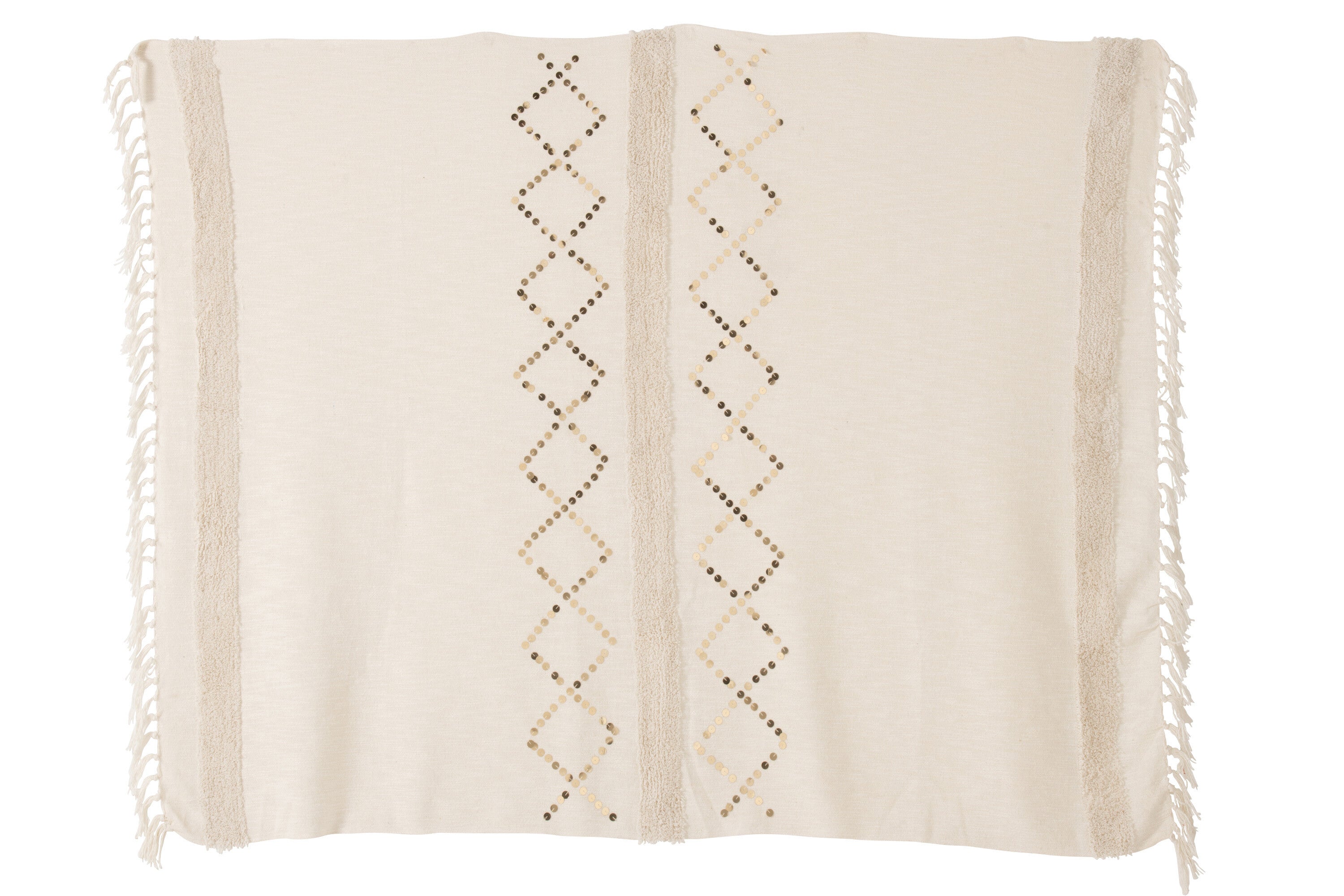 J-Line Plaid Diamanten+Franjes Katoen/Pailletten Wit/Goud