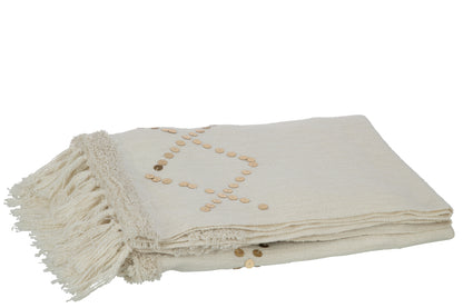 J-Line Plaid Diamanten+Franjes Katoen/Pailletten Wit/Goud