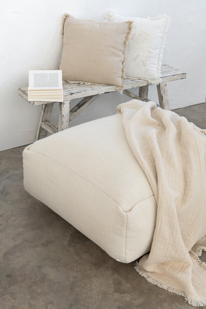 Kussen Franjes Katoenen Mousseline Licht Beige