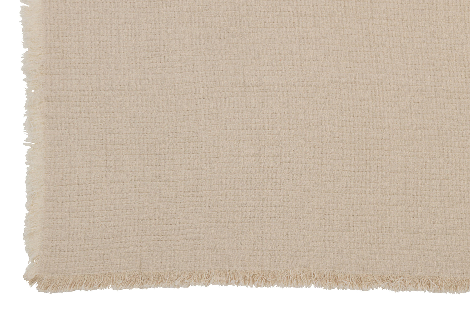 J-Line Plaid Franjes Katoen Mousseline Licht Beige
