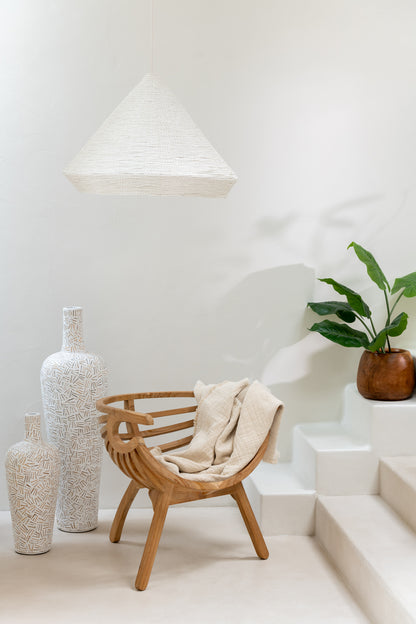 J-Line Plaid Franjes Katoen Mousseline Licht Beige