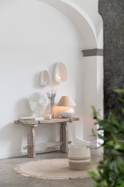 Rug Ronde+Franjes Licht Beige