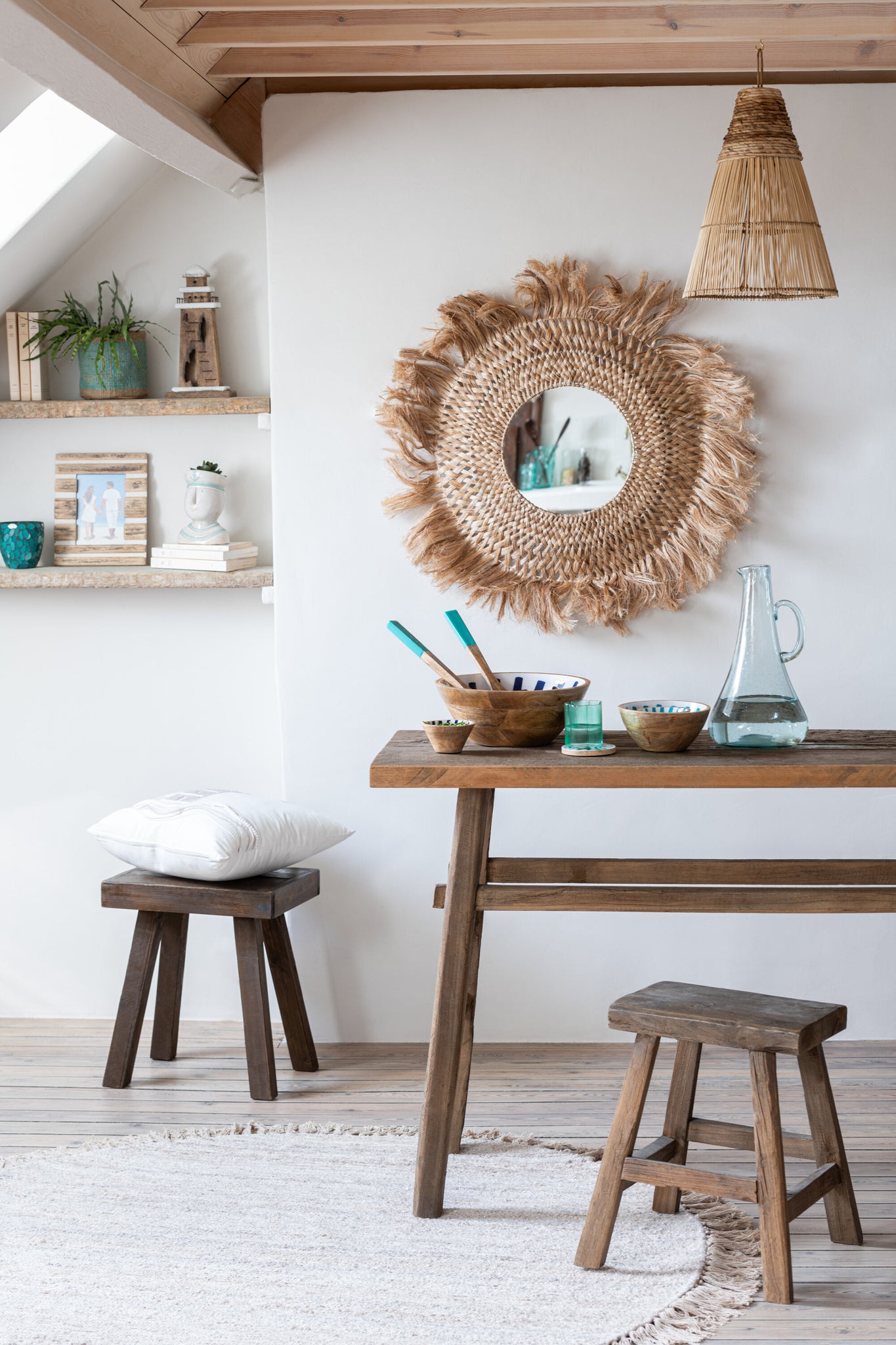 Rug Ronde+Franjes Licht Beige