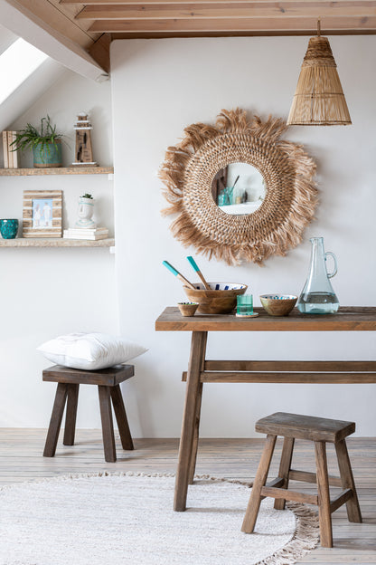 Rug Ronde+Franjes Licht Beige