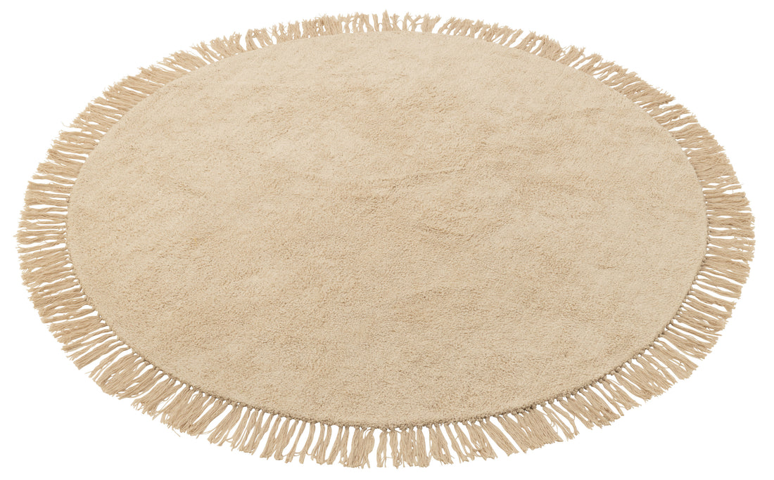 Rug Ronde+Franjes Licht Beige