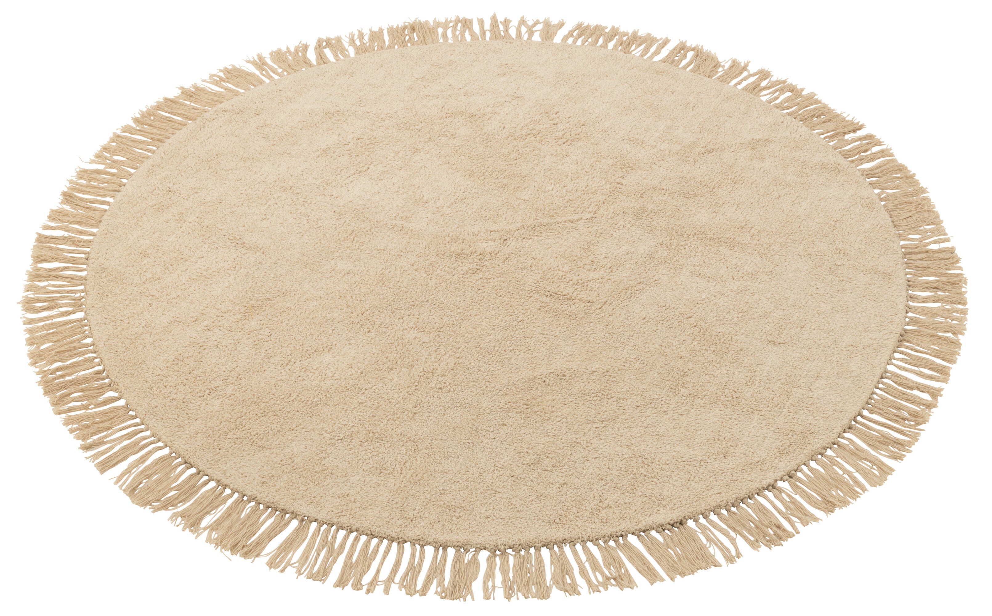 Rug Ronde+Franjes Licht Beige