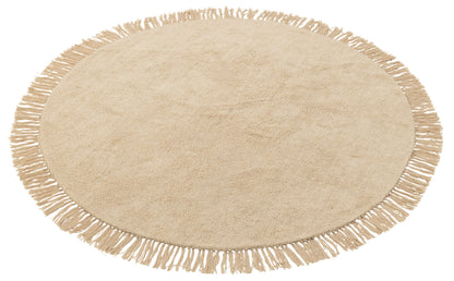 Rug Ronde+Franjes Licht Beige