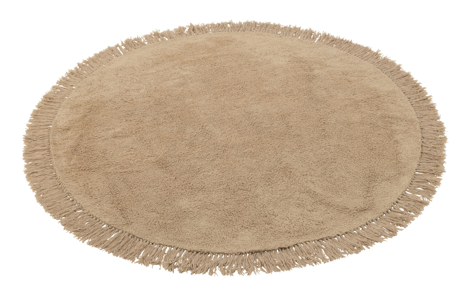 J-Line Tapijt Rond+Franjes Donker Beige