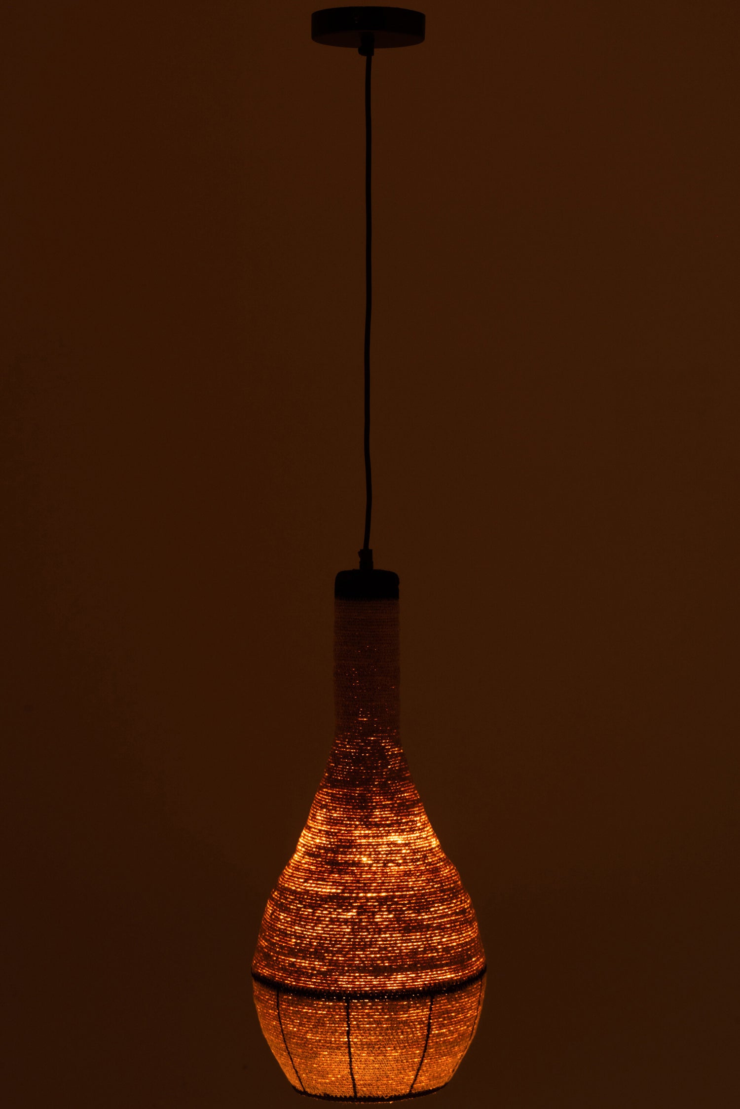 J-Line Hangende Lamp Peer Lijnen Zeegras Naturel/Zwart