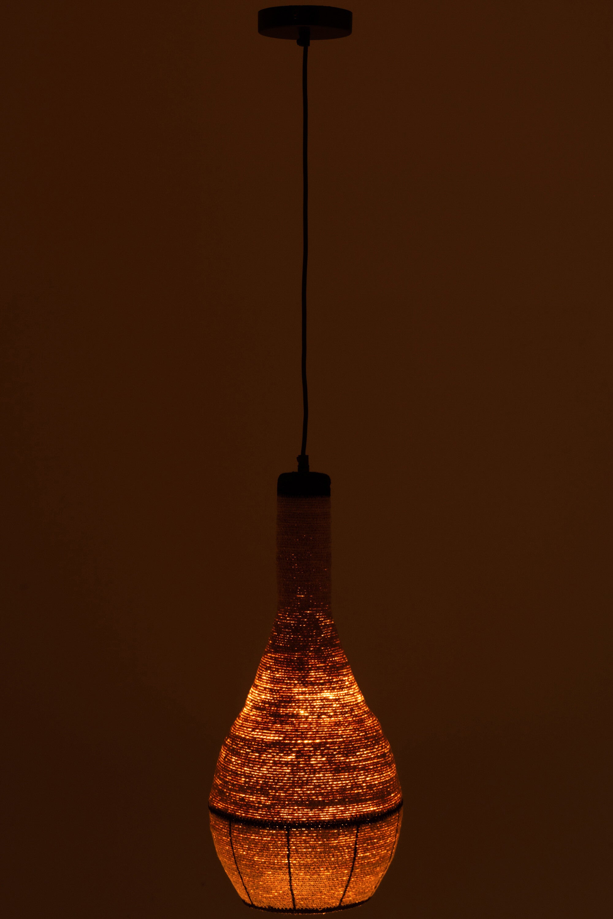 J-Line Hangende Lamp Peer Lijnen Zeegras Naturel/Zwart