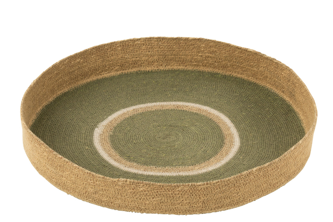 J-Line Plateau Rond+Cirkels Zeegras Groen/Naturel