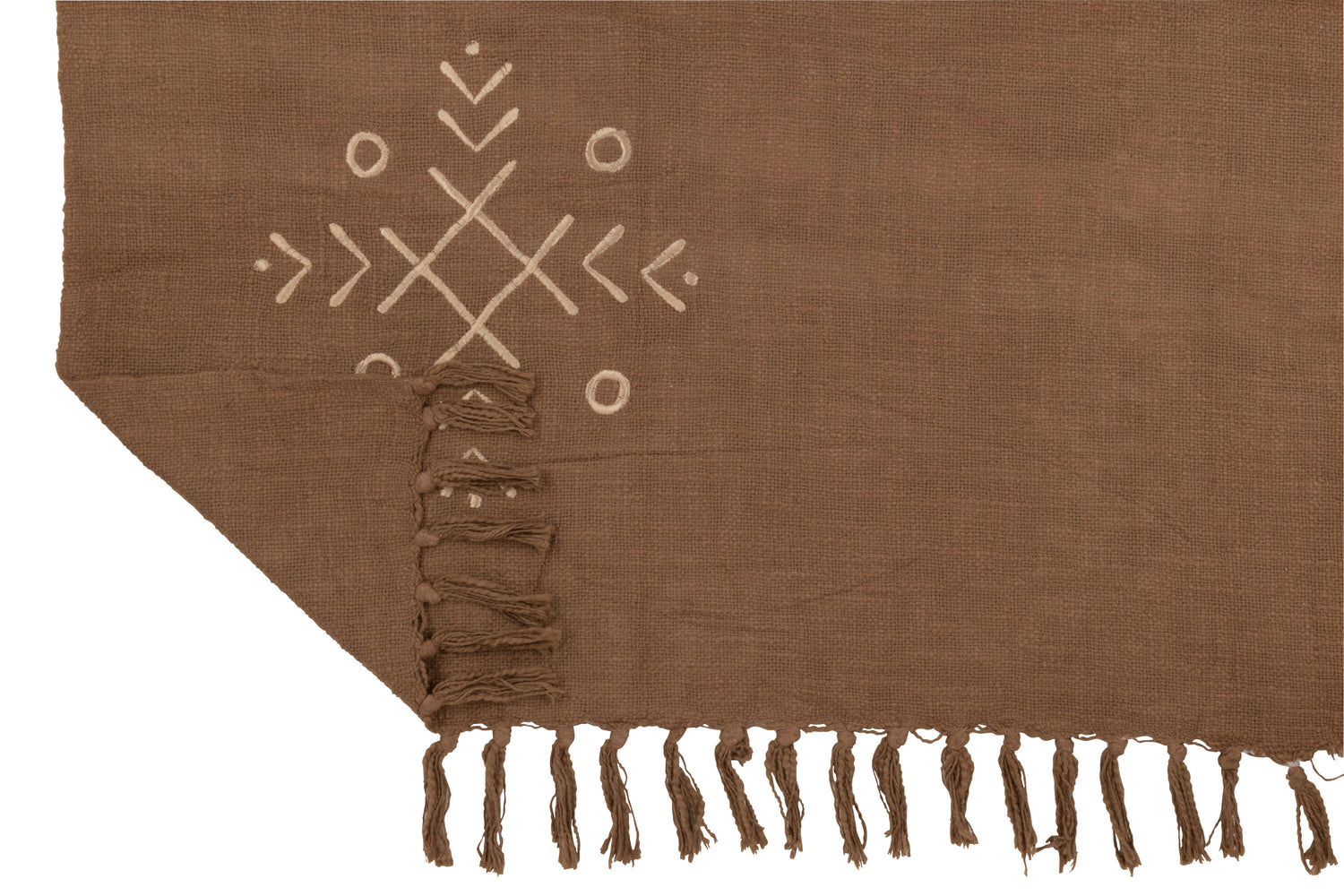 J-Line Plaid Etnisch Patronen+Franjes Katoen Bruin
