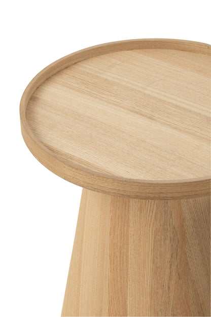 Set van 2 bijzettafels rond + randen hout natuurlijk