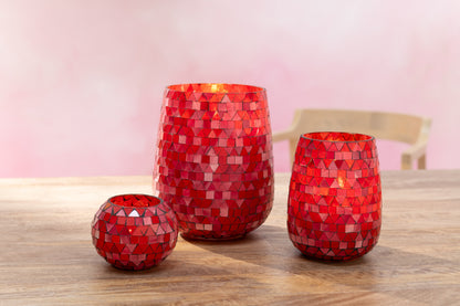 HURRICANE MOZAÏEK DRIEHOEK GLAS ROOD/ROZE MEDIUM
