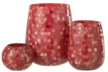 HURRICANE MOZAÏEK DRIEHOEK GLAS ROOD/ROZE GROOT