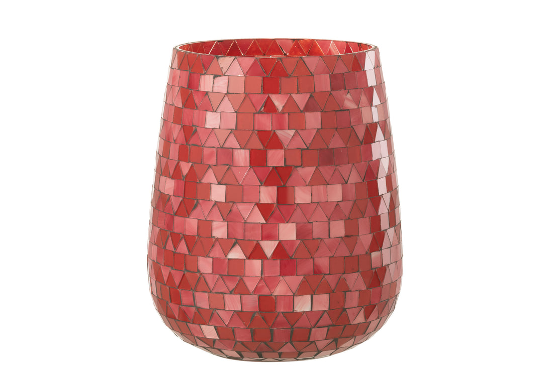 HURRICANE MOZAÏEK DRIEHOEK GLAS ROOD/ROZE GROOT