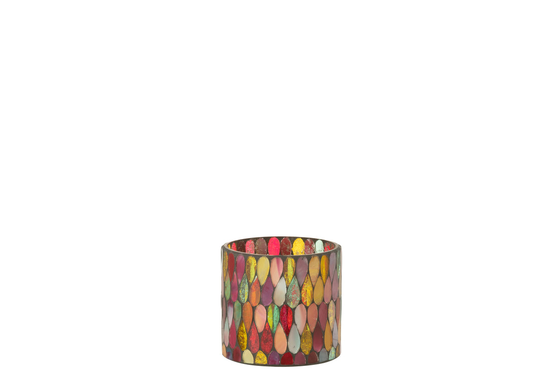 J-Line Teelicht Houder Mozaiek Druppel Glas Mix Small