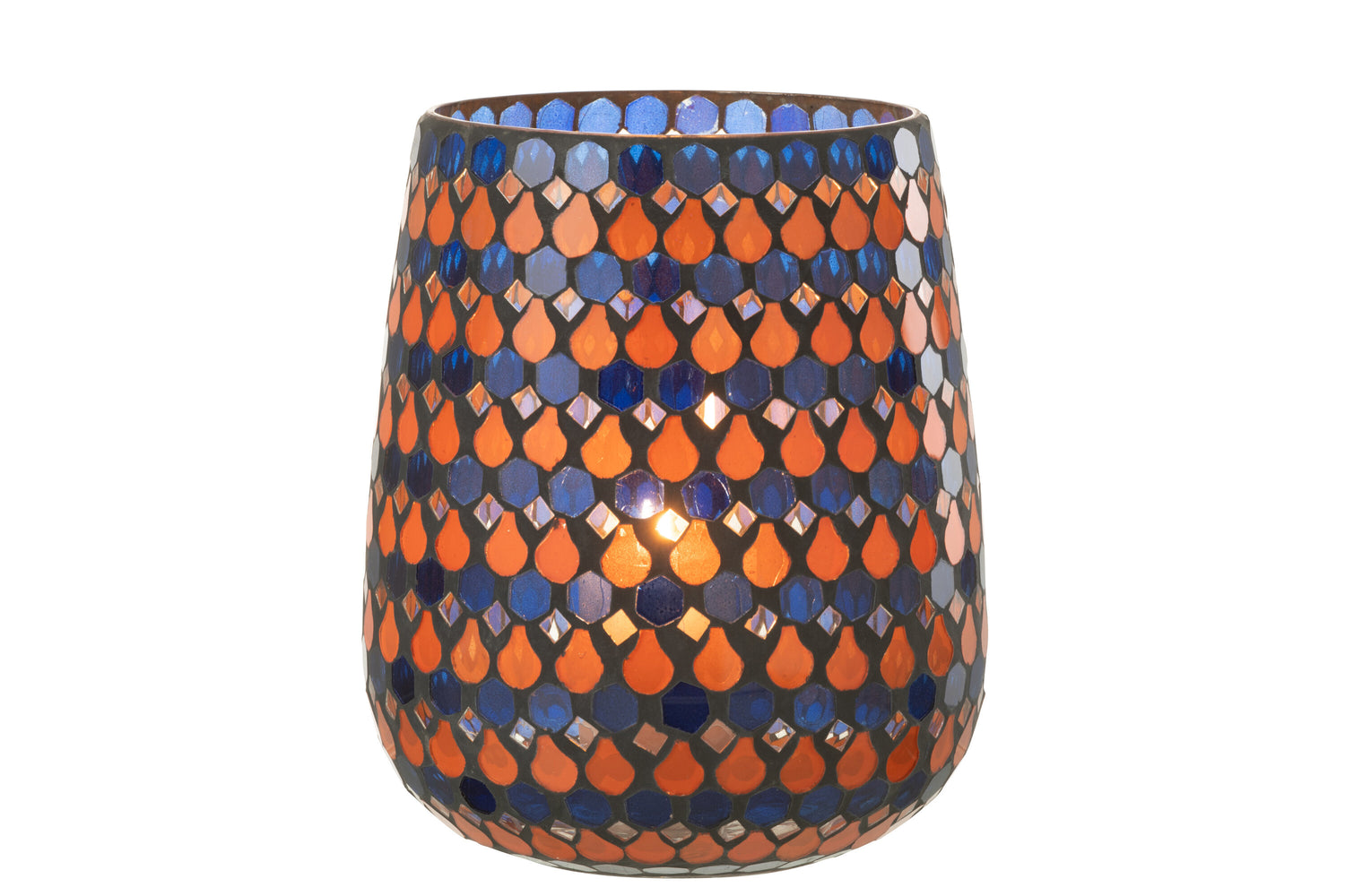 HURRICANE MOSAIC DRUPPELGLAS ORANJE/BLAUW GROOT