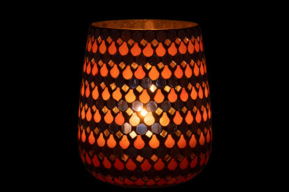 HURRICANE MOSAIC DRUPPELGLAS ORANJE/BLAUW GROOT