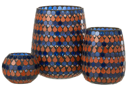 HURRICANE MOSAIC DRUPPELGLAS ORANJE/BLAUW GROOT