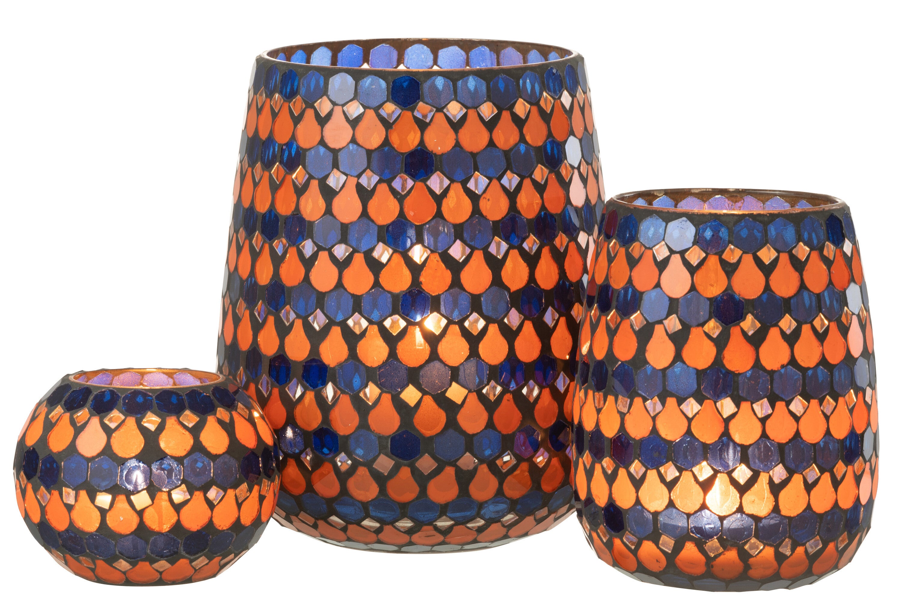 HURRICANE MOSAIC DRUPPELGLAS ORANJE/BLAUW GROOT