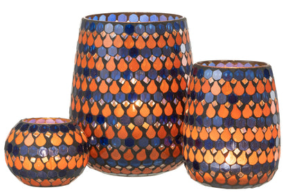 HURRICANE MOSAIC DRUPPELGLAS ORANJE/BLAUW GROOT