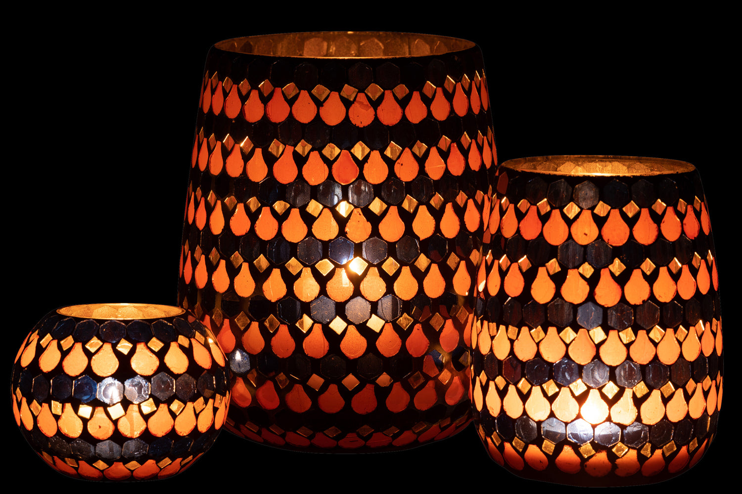 HURRICANE MOSAIC DRUPPELGLAS ORANJE/BLAUW GROOT