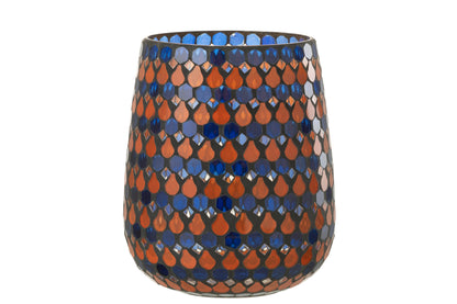 HURRICANE MOSAIC DRUPPELGLAS ORANJE/BLAUW GROOT