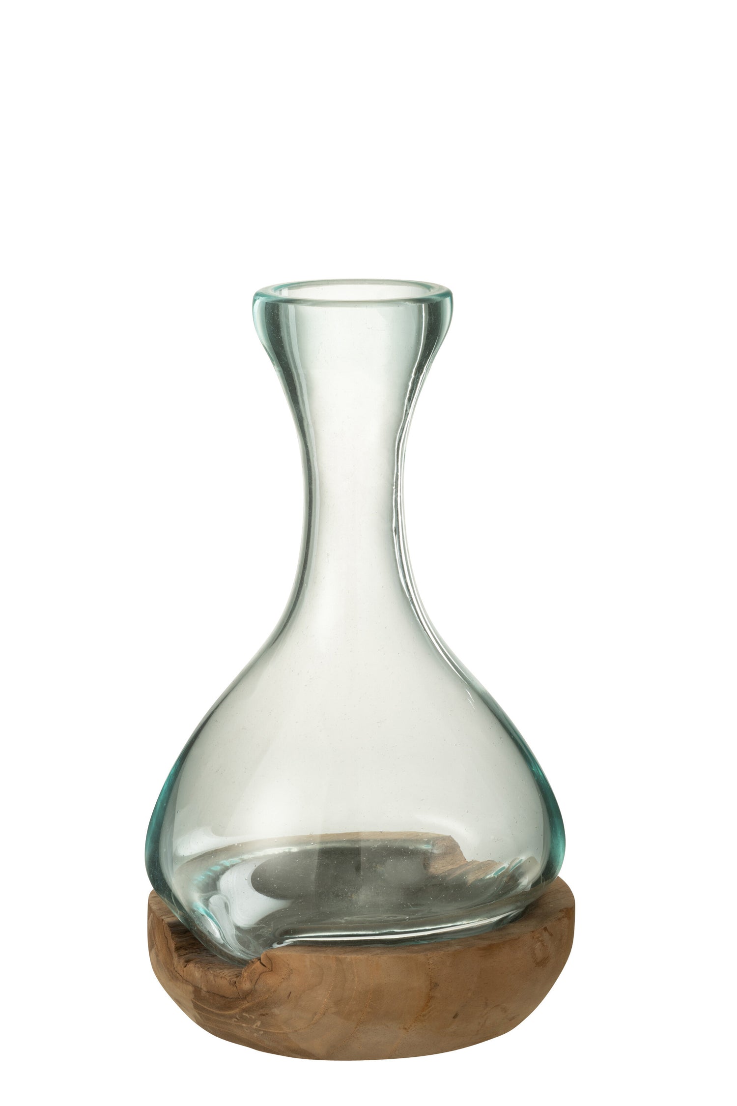 Vaas Fles Gamal Hout/Glas Natuurlijk/Transparant Klein