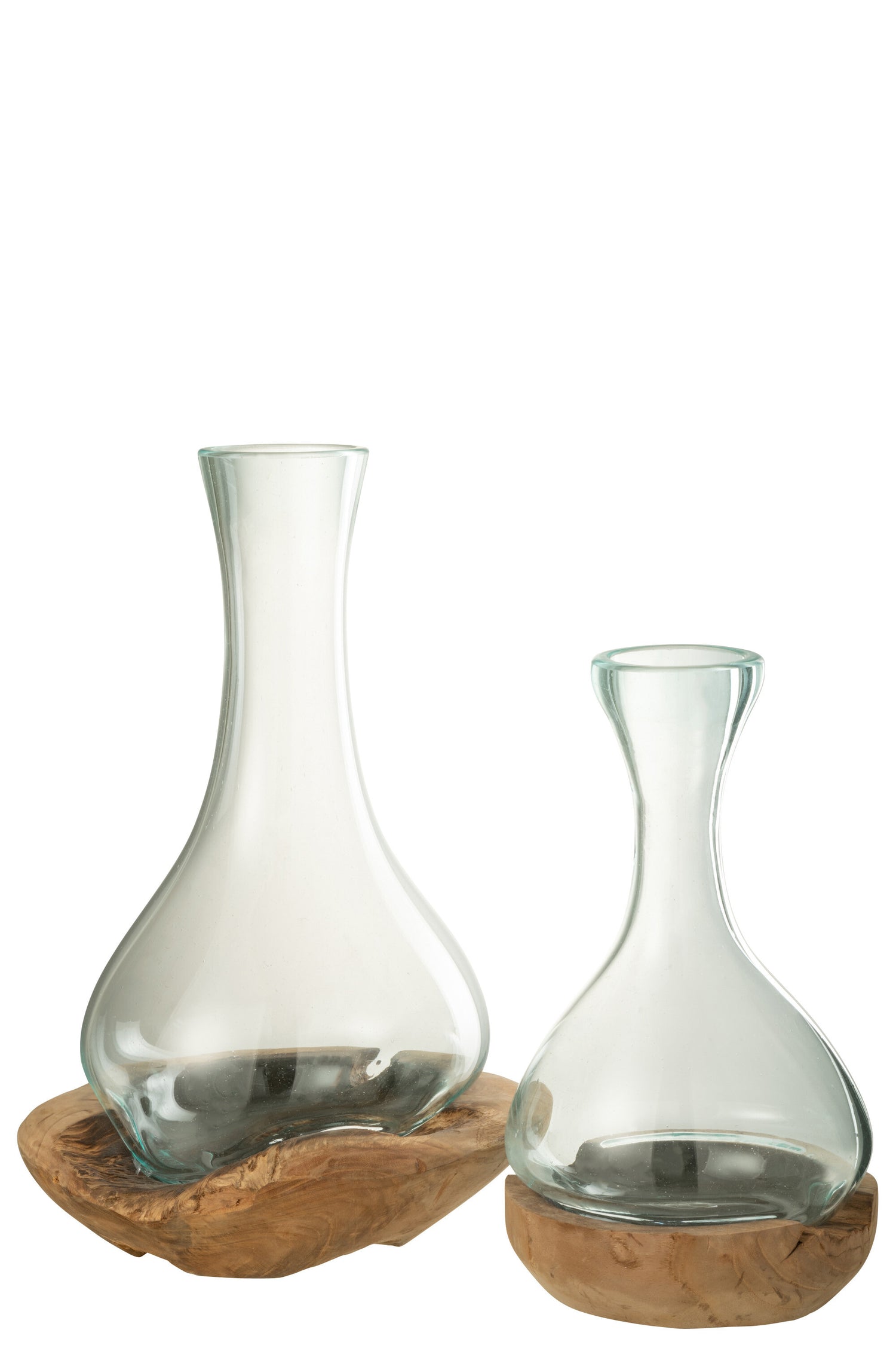 Vaas Fles Gamal Hout/Glas Natuurlijk/Transparant Groot