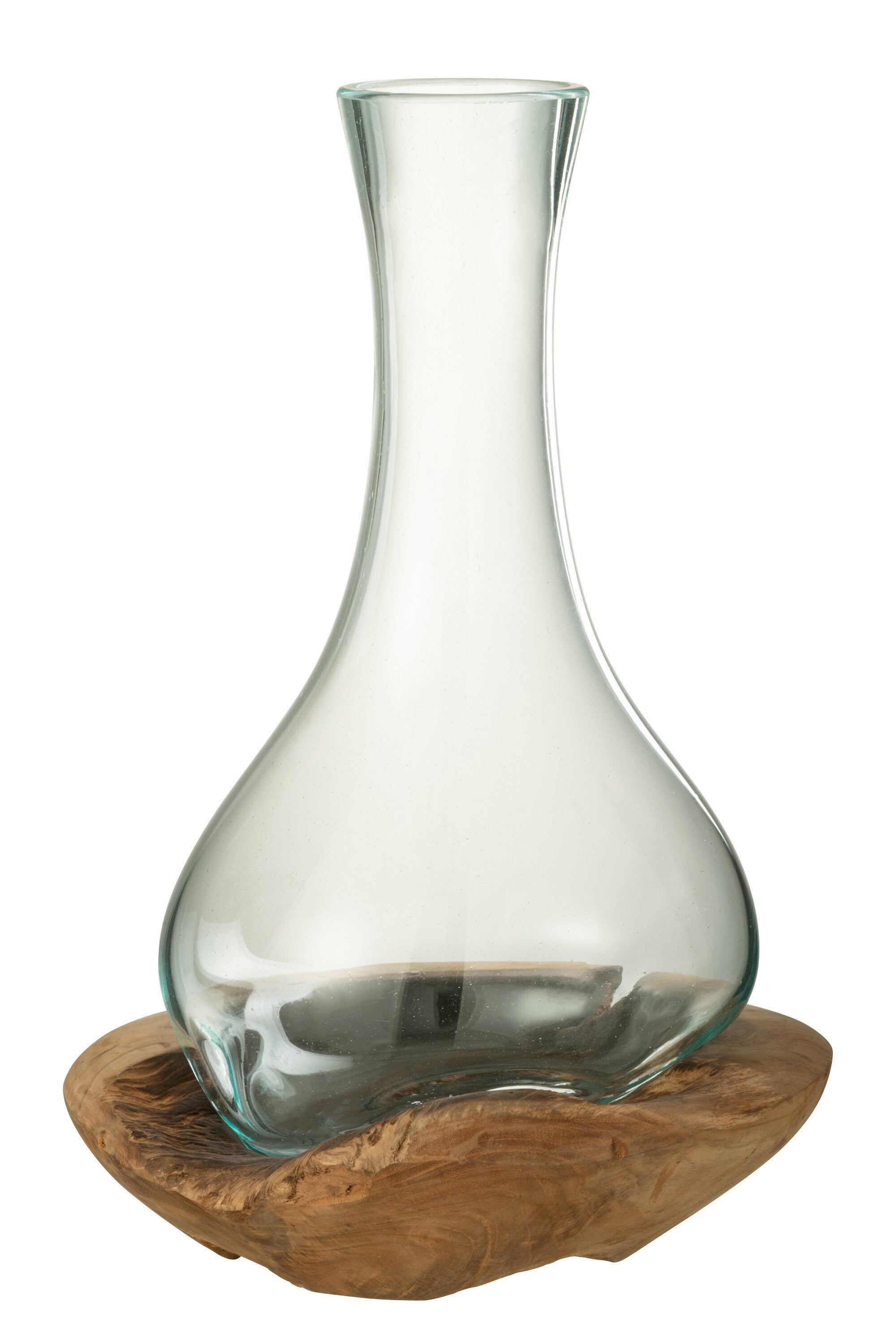 Vaas Fles Gamal Hout/Glas Natuurlijk/Transparant Groot