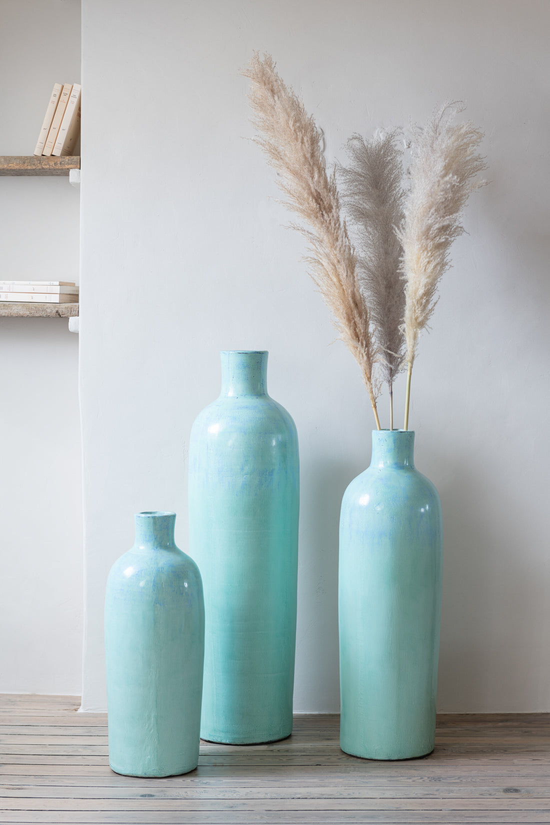 J-Line Vaas Justine Terracotta Blauw Medium