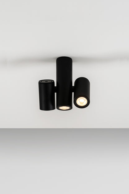 Kronn plafondlamp 3 x GU10 zwart met structuur