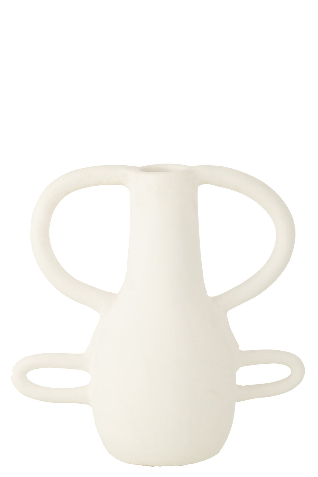 J-Line Vaas Met 4 Handvaten Terracotta Wit