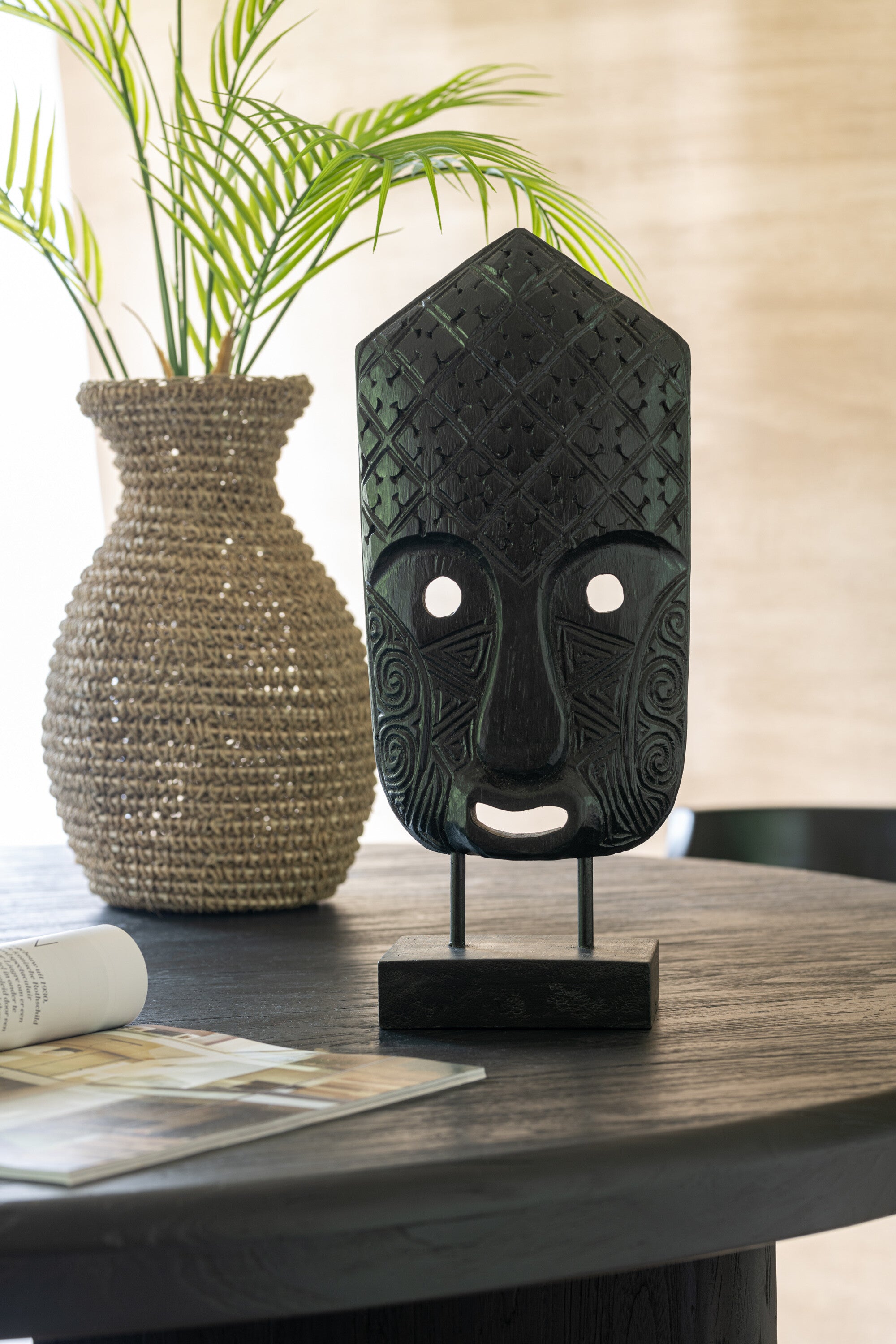 J-Line Masker Op Voet Albasiahout Zwart Large