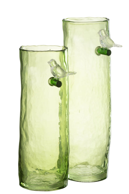 Vaas Lang Vogel Glas Groen Groot