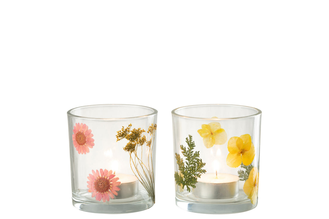 Theelichthouder Bloemenglas Mix Klein Assortiment Van 2