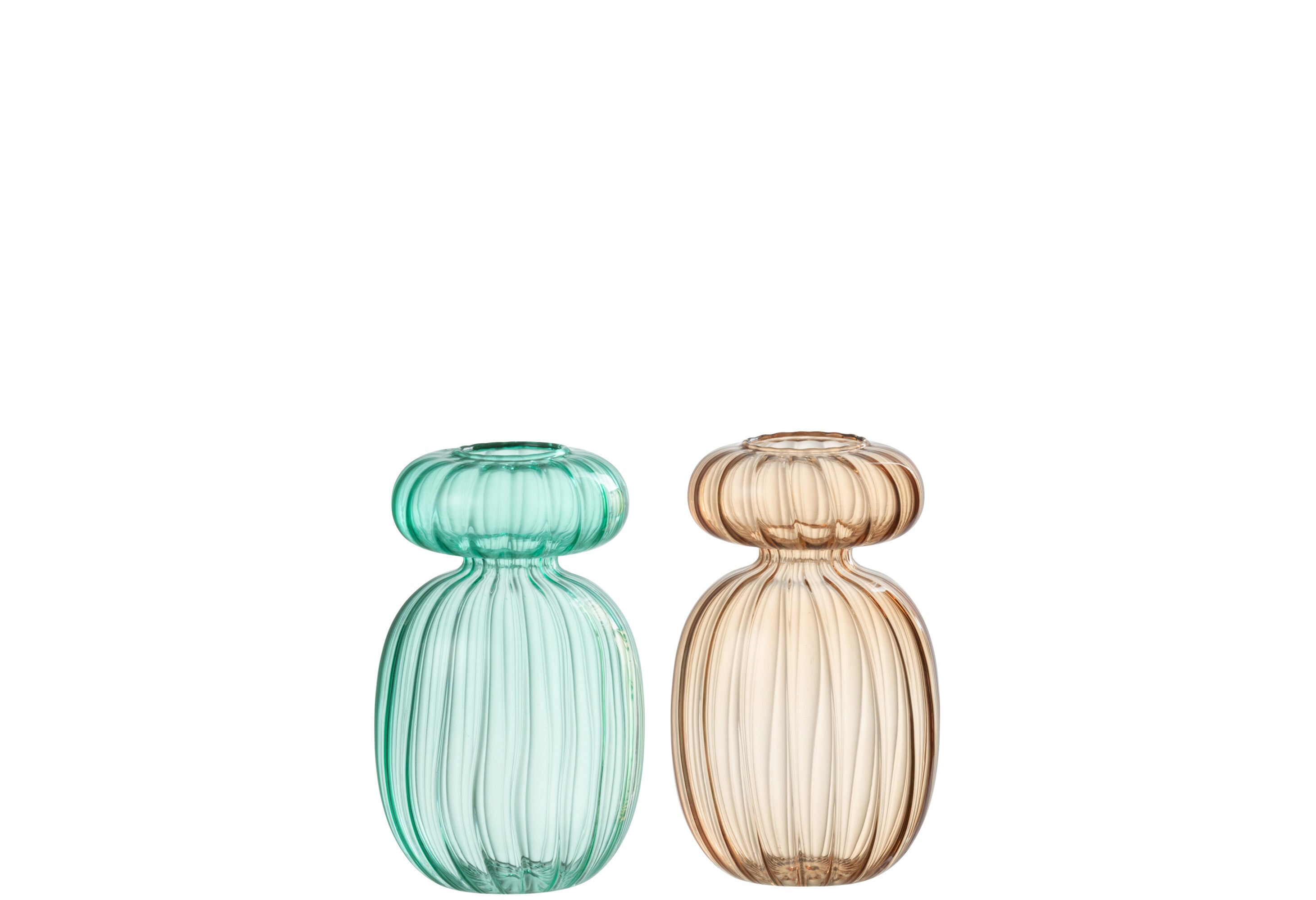 Vaas Michel Glas Aqua/Beige Assortiment Van 2