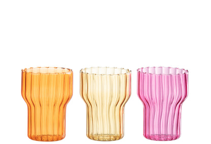 Kaarsenhouder Beker Glas Oranje/Roze/Oker Assortiment Van 3