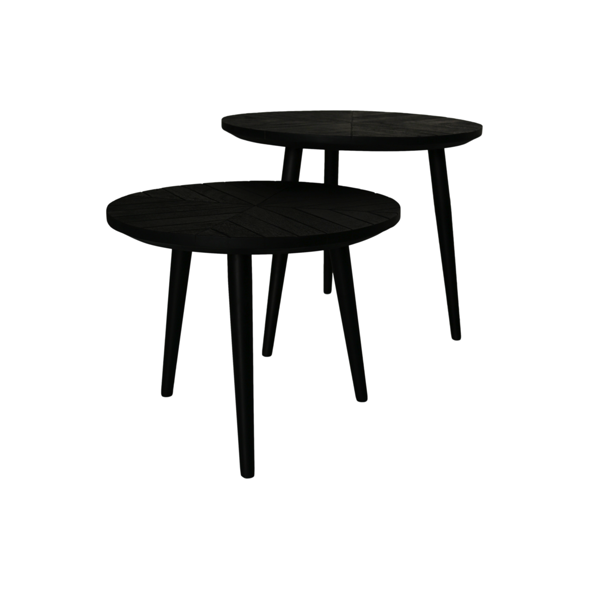 Ronde Bijzettafels Verona - 60x60x50/50x50x40 - Zwart - Mangohout/ijzer