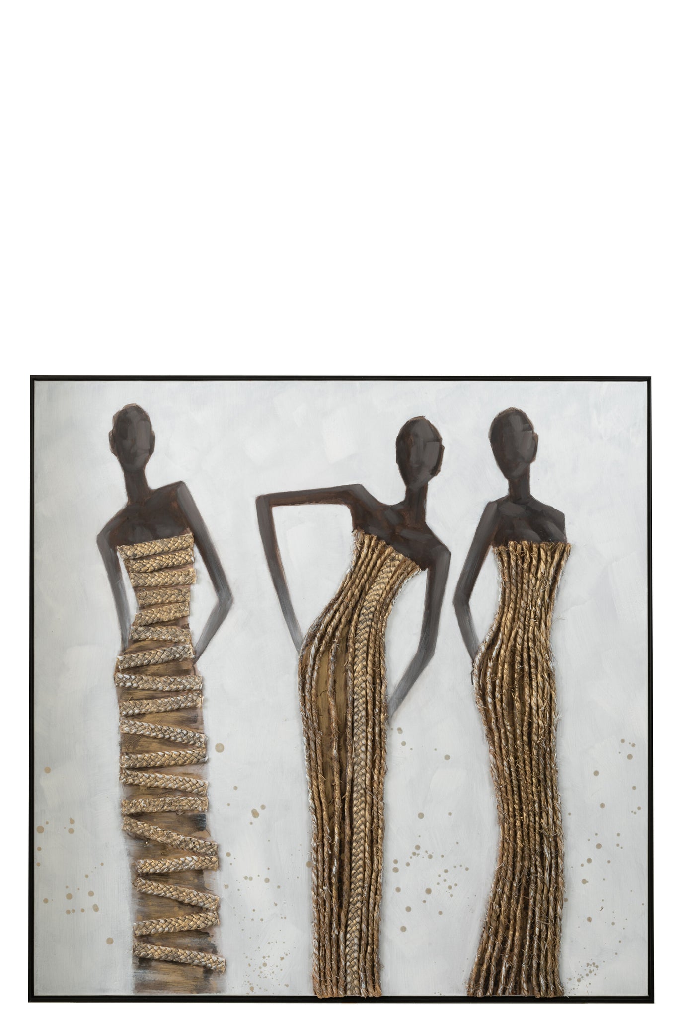 Muurdecoratie 3 Afrikaanse vrouwen Canvas/Schilderij/Touw Mix