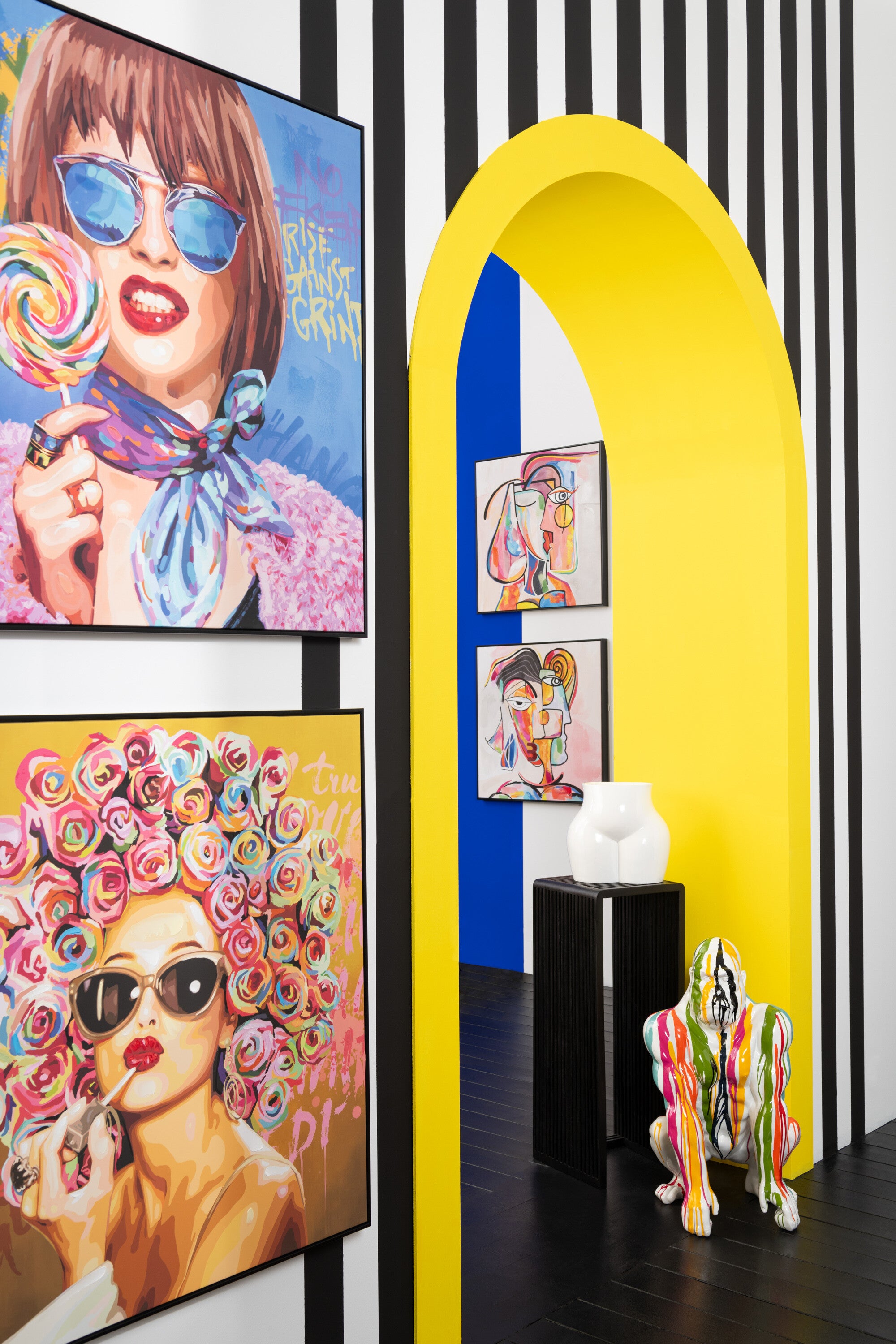 Wanddecoratie Graffiti Vrouw Lippenstift Canvas/Verf Mix