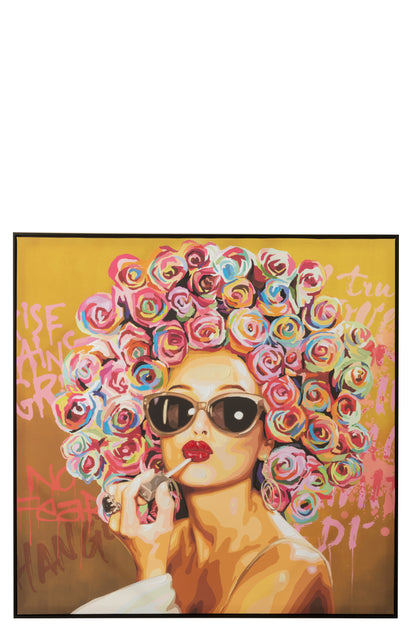 Wanddecoratie Graffiti Vrouw Lippenstift Canvas/Verf Mix