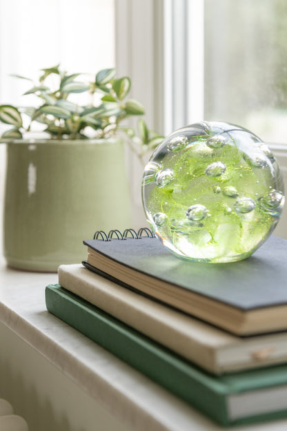 Papiergewicht Bubbels Glas Groen Groot