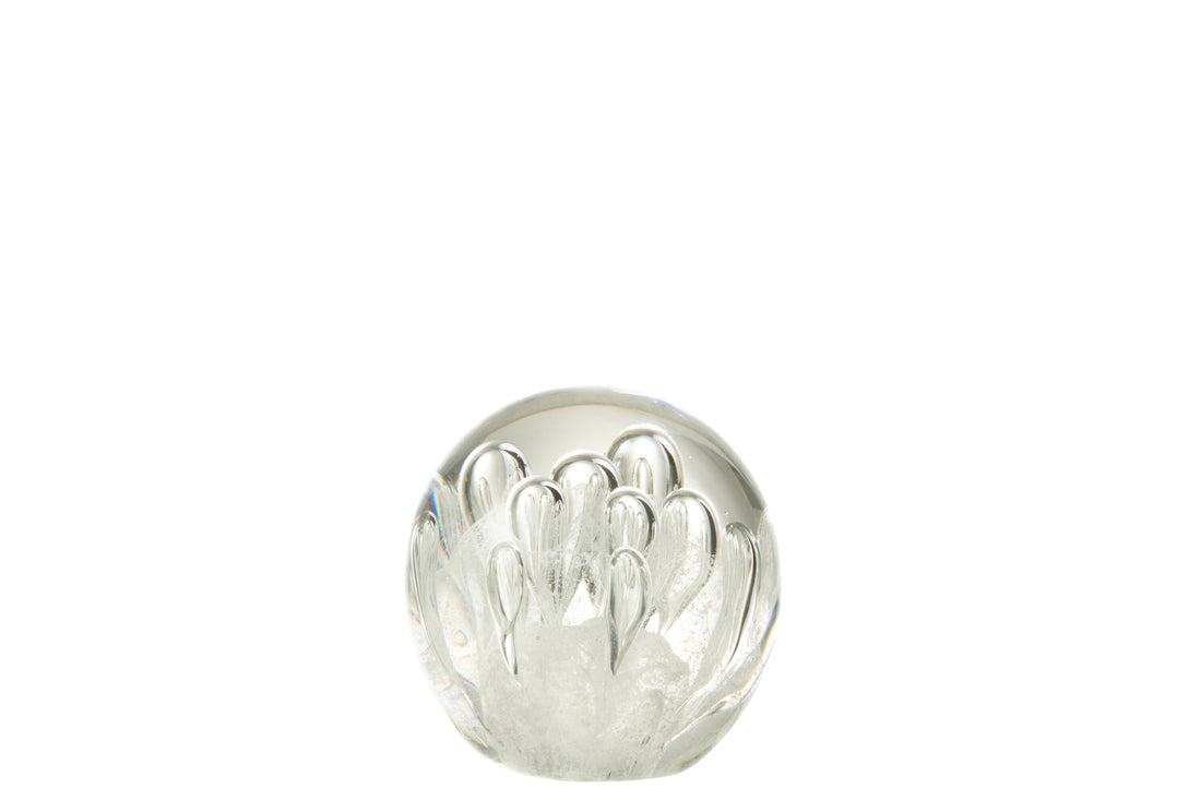 Papiergewicht Bubbels Glas Wit Klein