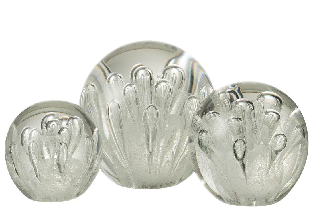 Papiergewicht Bubbels Glas Wit Groot