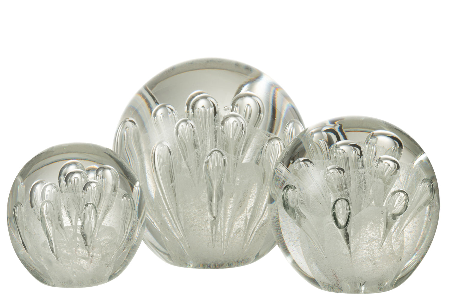 Papiergewicht Bubbels Glas Wit Groot