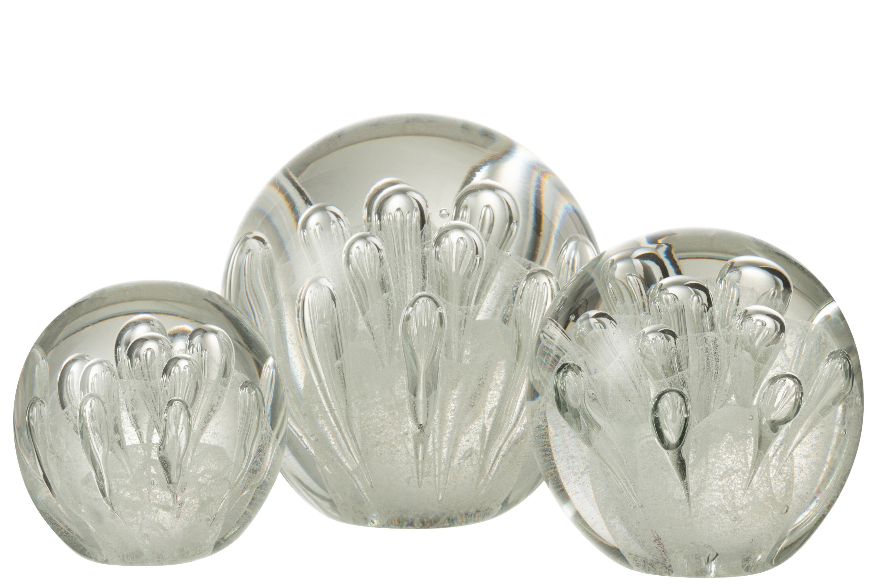 Papiergewicht Bubbels Glas Wit Groot